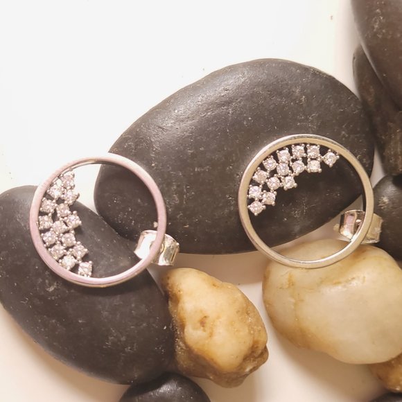 Round "floating" stones Earrings silver plated - Picture 8 of 9